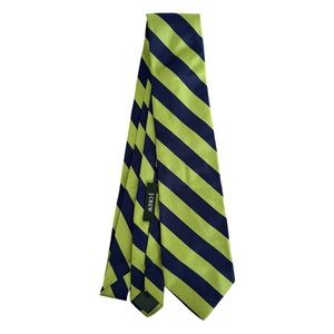 J. Crew Striped Tie 100% Silk Made In Italy Green & Navy Blue